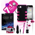 3 Piece Hybrid Silicone Protective Pink Case for LG Optimus F3 7 Piece Bundle