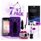 Hybrid Robot W Kickstand Protective Black Case for Huawei Valiant 7 Piece Bundle