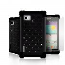 Hybrid Bling Diamond Defender Dual Layer Protective Case for LG Optimus F3