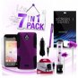 Hybrid Hard Soft Mesh Protective Purple Case for Huawei Valiant 7 Piece Bundle
