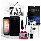 Gel Skin Soft Protective Black Cover Case for Huawei Valiant 7 Piece Bundle