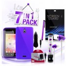 Rubber Gel Skin Soft Protective Purple Case for Huawei Valiant 7 Piece Bundle