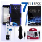 Hybrid Armor W/ Kickstand Protective Blue Case for LG Optimus L9 7 Piece Bundle