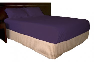 300 TC Egyptian cotton 1 piece Fitted Sheet Solid 15" Extra Deep Pocket ( Full Size, Purple )
