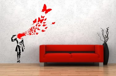 Banksy Butterfly Girl Graffiti Wall Decal Sticker Vinyl - Banksy Butterfly suicide girl