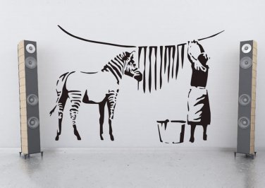 Banksy Zebra Stripes Wash Graffiti Wall Decal Sticker Vinyl - Banksy Zebra Stripes Wash
