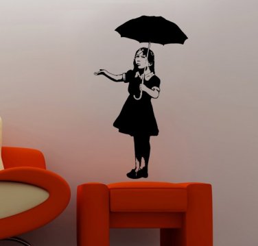 Banksy Girl with Umbrella Graffiti Wall Decal Sticker Vinyl - Banksy Famous Umbrella girl