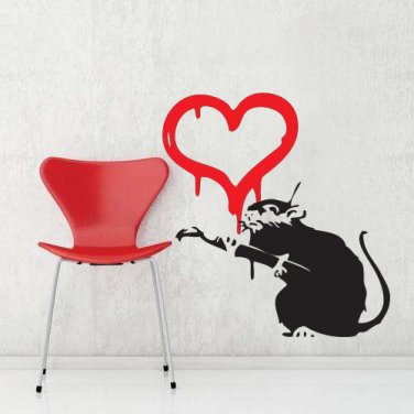 Banksy Famous Rat In love Graffiti Wall Decal Sticker Vinyl - Rat in Love