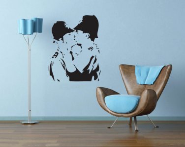 Banksy Famous Kissing Copper Graffiti Wall Decal Sticker Vinyl - Kissing police