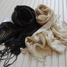 Oblong Rectangle 100% Rayon Scarf Net Solid Color with Fringes-Wrap Shawl-New