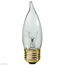 LOT OF 5 Satco S3265 40W,120V CLEAR FLAME TIP STANDARD BASE (Regular) Lamp Bulbs
