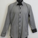 New TM Exposure Men's Luxury Stylish Long Sleeve Shirt in Gray / black Size L