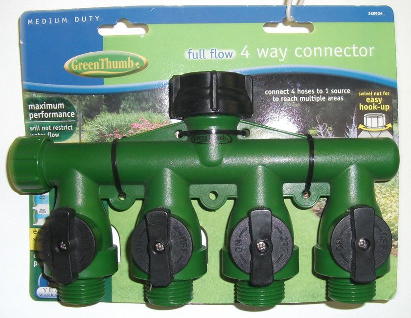 Green Thumb 4 way Poly Full Flow Garden Hose Connector Manifold Model AY4FFGT
