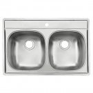Kindred D2233/85K/1E Double Bowl Topmount 18 Gauge Stainless Kitchen Sink