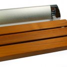 LADA LD3 Folding Wall-mount Fold-up Teak Wood Shower Seat Bench, Matte Chrome