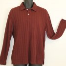 New PERRYELLIS Mens Stylish Polo Long Sleeve Shirt in Burgundy Color, Size M