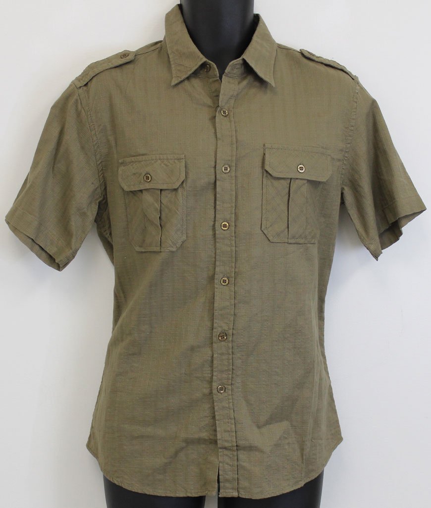 New VESE Mens Short Sleeve Shirt in Green, Size M