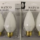 Lot of 2 Satco F15 Flame Bulbs 25W, 120V (2packs) Regular (standard) base S2764