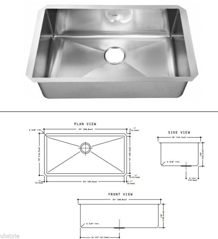 Kindred Stainless Steel Single Bowl Undermount Kitchen KCUS36A-10-10BG