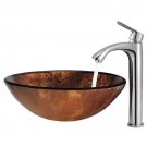 Vigo Bathroom Atlantis Glass Vessel Sink VG07505, 1/2 thick