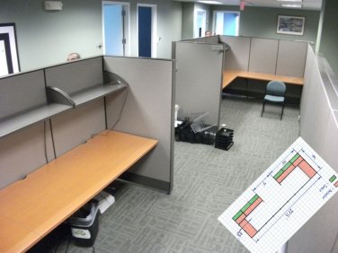 TWO SEMI PRIVATE HERMAN-MILLER OFFICE CUBICLES STATION POWERED #26A