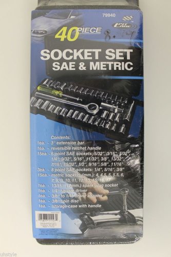 NEW 40 Piece SOCKET SET SAE & METRIC TOOL #79940