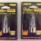 Lot of 2 Satco 100W 120V S3488 Halogen Light Bulbs 100Q/CL BASE BA15d  JD TYPE