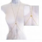 Gold Plated Double CC Charm Body Chain Necklace by Eluxe Jewelry