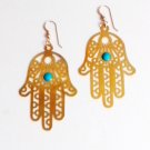 Gold and Turquoise Hamsa Earrings for Women by Eluxe Jewelry