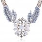 Resin Wing Feather Rhinestone Statement Necklace Chunky Metal Chain