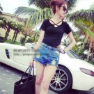 New 2014 Summer Fashion Solid Color Cross Crew Neck Short Sleeve Fitted Versatile T-Shirts