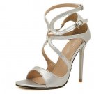 Charming Pure Color Open Toe One-buckle Belt Thin H(5)eel Sandals(us7)