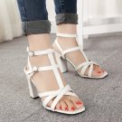 Cozy Hollow Out Pure Color One-buckle Belt Open Toe Chunky Heel Women Sandals
