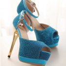 Summer New Coming European Style Pretty Sexy Pure Color One-buckle Belt Peep Toe High Heel Sandals