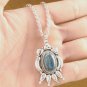 Authentic Navajo Blue Bisbee Turquoise Silver Pendant by Tom Ahasteen