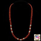 Apple Coral Necklace Silver Beads Native American