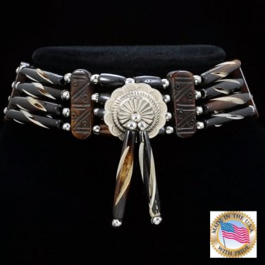 Indian Concho Bone Choker Authentic Navajo Necklace