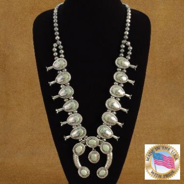 Vintage Native American Sterling Silver Spiny Oyster Pink Shell Lilac Stone Necklace Jewelry Set