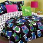 Girls Kids Teen Bedding- Yukon Owl Black Reversible Bed in a Bag Comforter Set Full