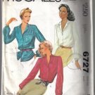 McCall’s 6727 Vintage Misses’ Blouse Pattern Size 12