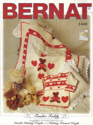 Tender Teddy Bernat knitting pattern - Pullover and Carriage Cover