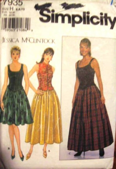 Simplicity  Misses' Size 6, 8, 10 Jessica McClintock Skirt and Top Pattern Uncut 7935
