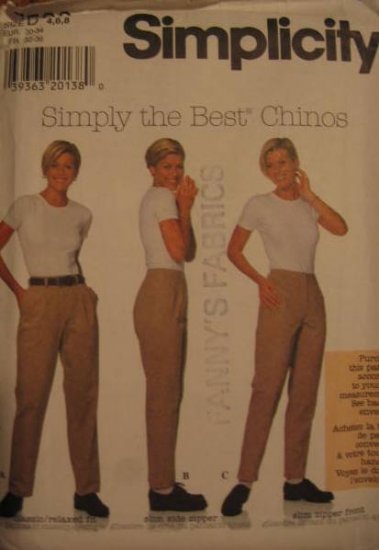 Simplicity Simply the Best Chinos Pattern sizes 4, 6 8 uncut no.7590