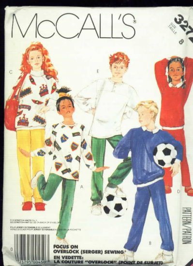 McCall's 3272 Boy's or Girl's Tops & Pants for Stretch Knits Size 8 Uncut