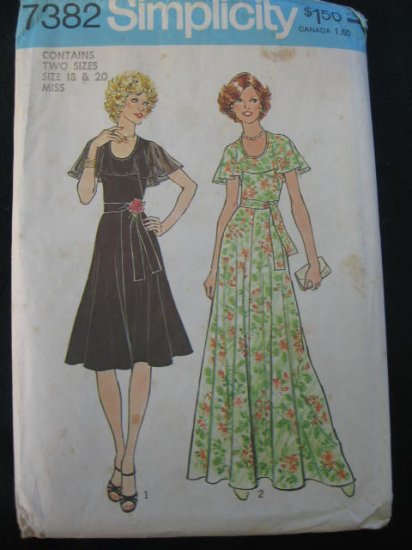 Simplicity Vintage Angel Sleeve Dress Pattern Uncut size 18 - 20 no.7382