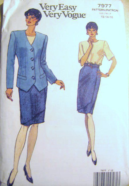Vogue 7977 Very Easy Wrap style Skirt Top & Jacket sz 12 14 16 uncut