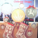 Lace Net Embroidery Christmas Designs Stockings, Reindeer Angel