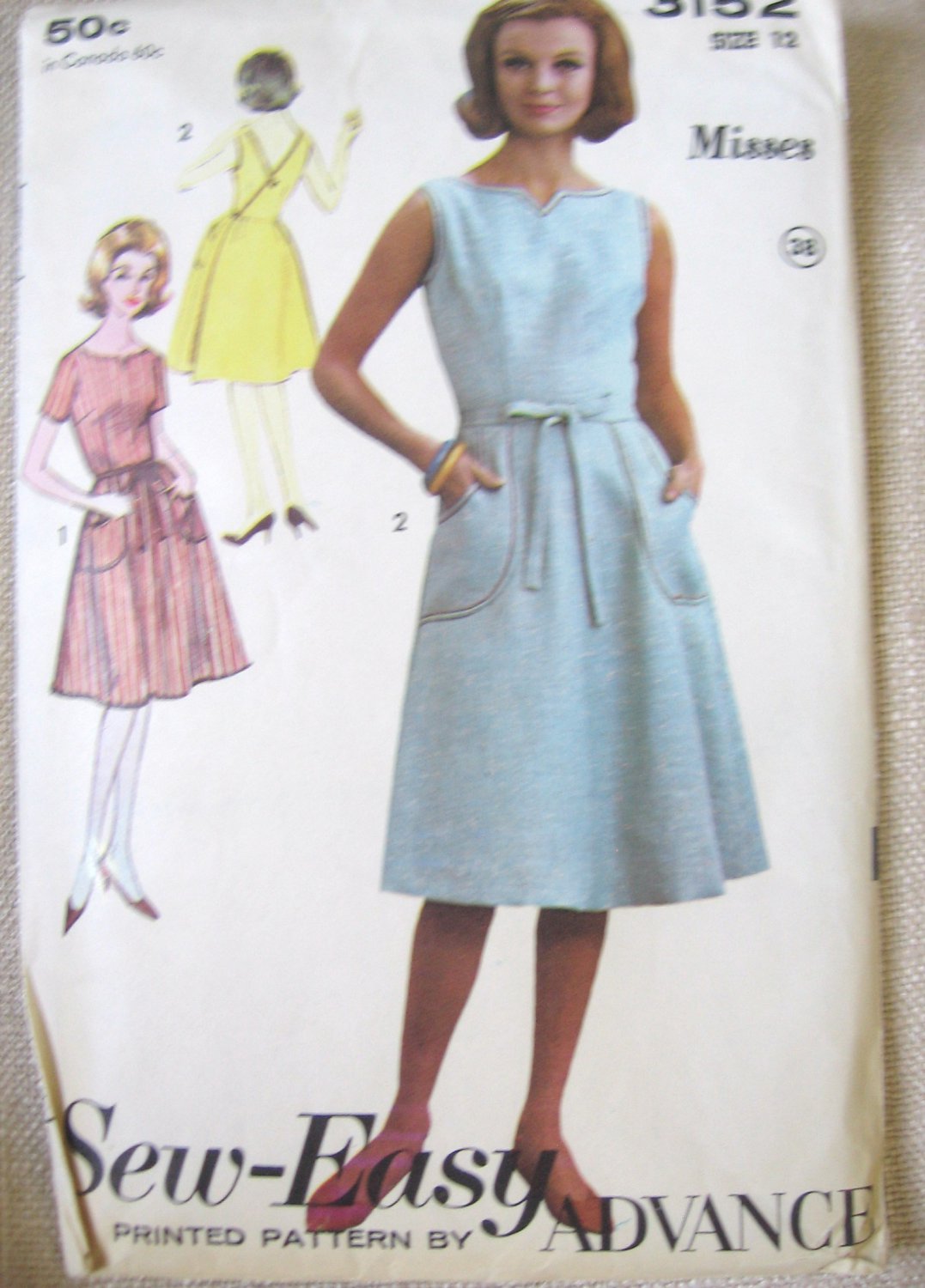 Advance 3152 Backwrap Dress Uncut Sewing Pattern sz 12