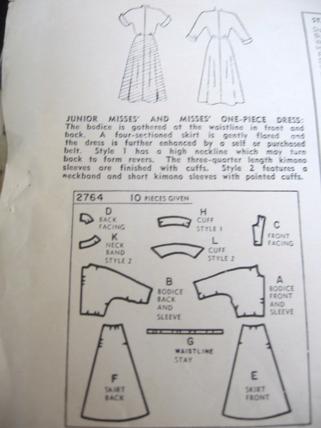 Vintage 40's Flared Skirt Dress Sewing Pattern Simplicity 2764 sz 14