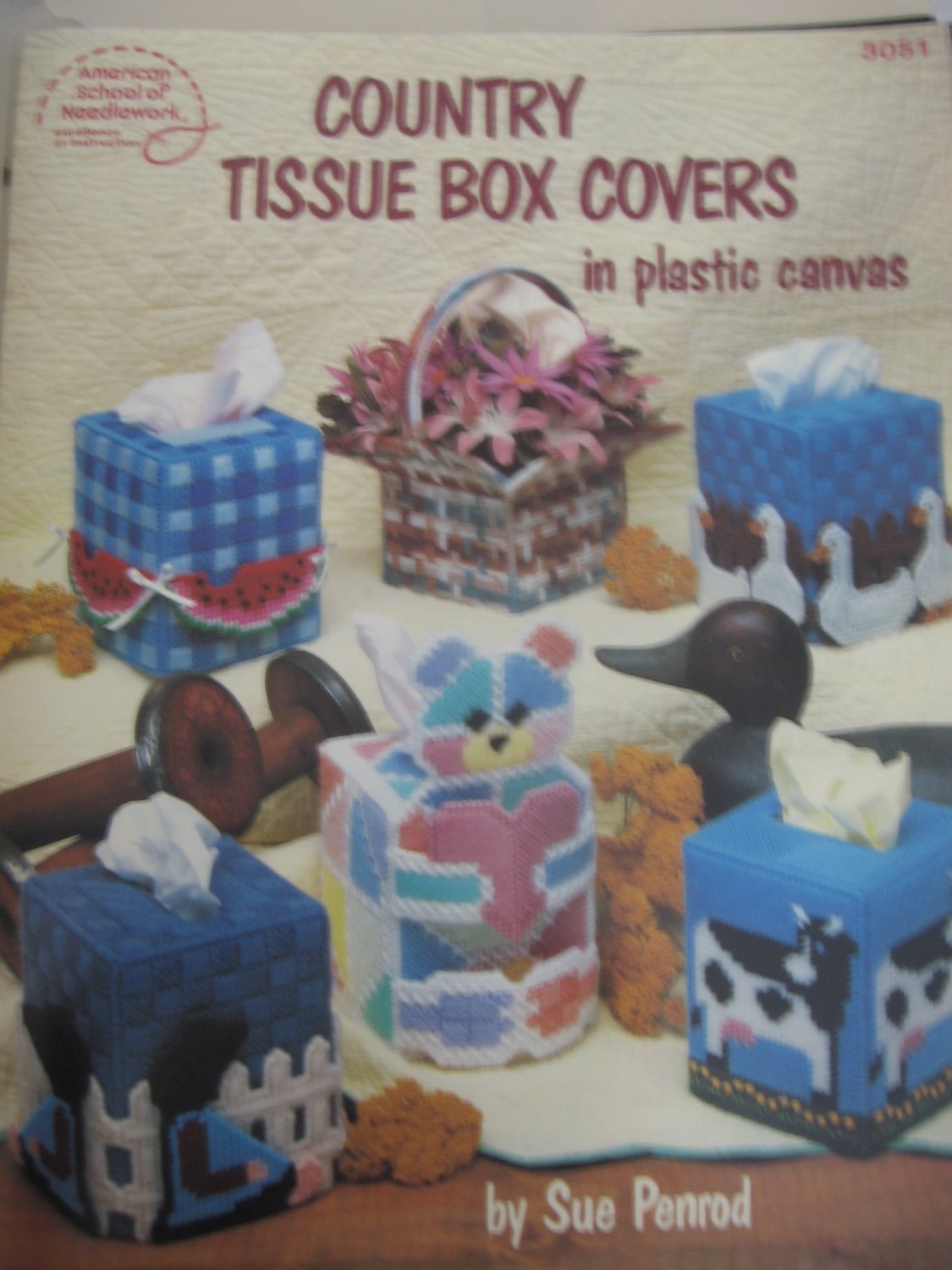 Country Tissue Box Covers in Plastic Canvas By American School of Needlewor...